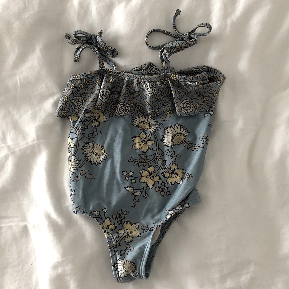 Zimmerman Toddler Girls 2T swimsuit blue floral tie straps